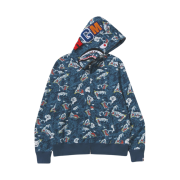 BAPE Japanese Tattoo Camo Shark Fz Hoodie Blue