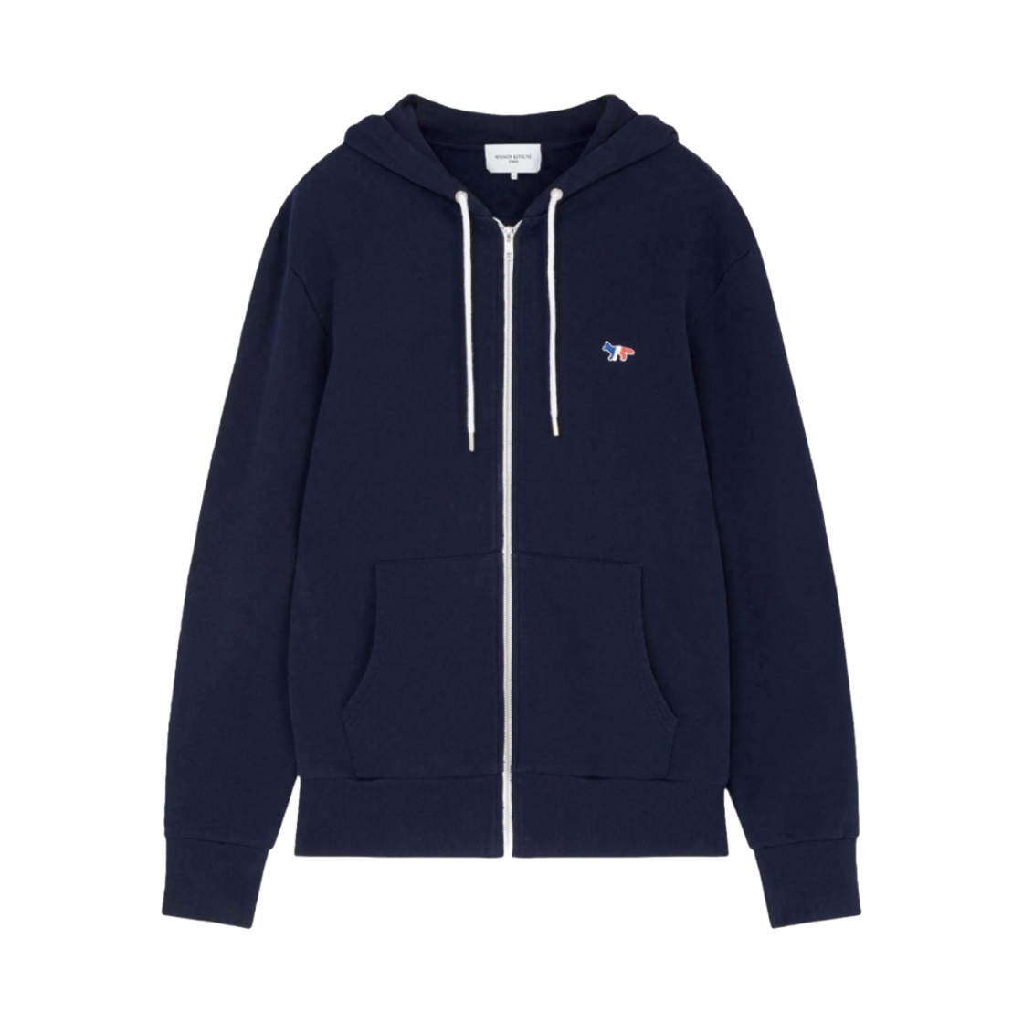 메종 키츠네 트라이컬러 폭스 패치 후드 집업 네이비(Maison Kitsune Tricolor Fox Patch Zip Hoodie Navy)