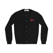 (W) Play Comme des Garcons Double Heart Cardigan Black