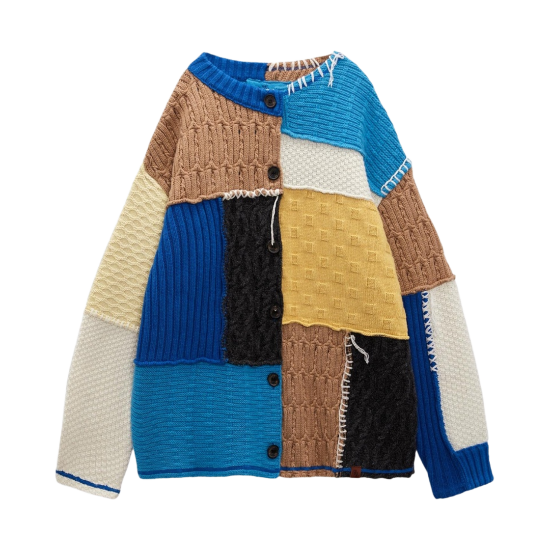 자라 x 아더에러 패치워크 오버사이즈 니트 가디건 멀티컬러(Zara x Ader Error Patchwork Oversize Knit Cardigan Multicolor)