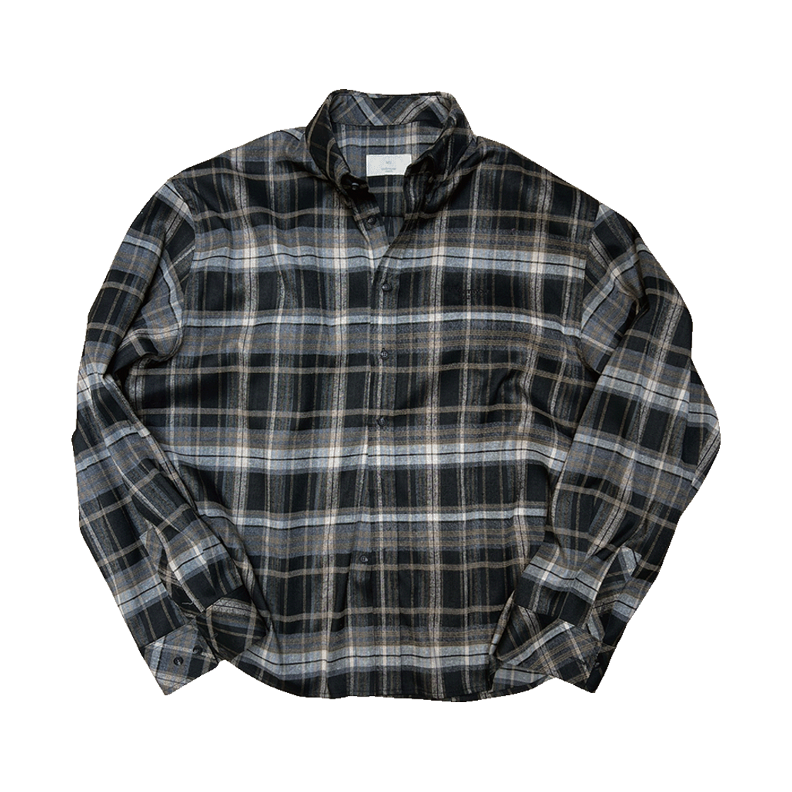 언더마이카 무.107 안티 Fxxking 로고 플레이 베이직 롱 슬리브 체크 블랙 브라운(Undermycar Mu.107 Anti Fxxking Logo Play Basic Long Sleeve Check Shirts Black Brown)