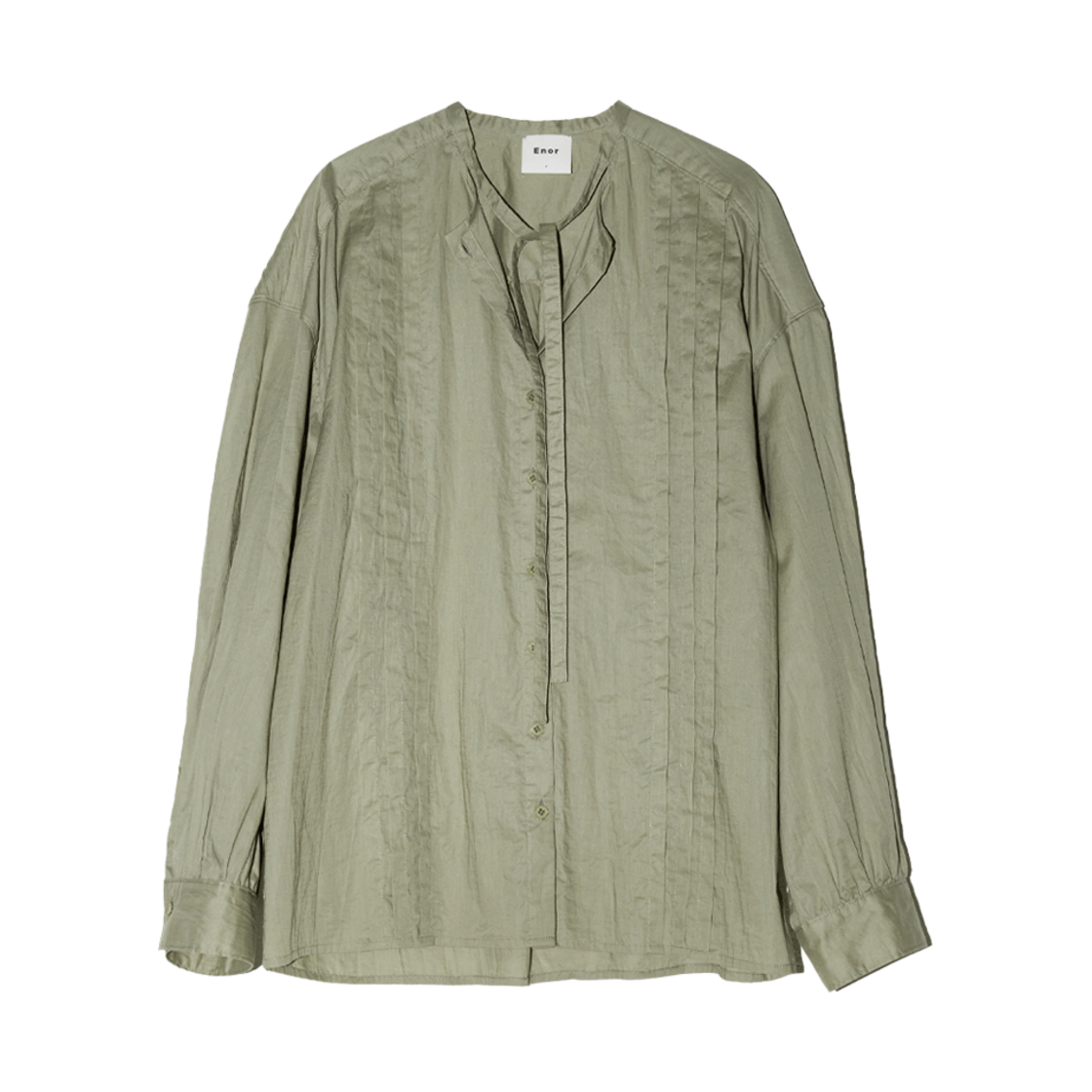 BESSBL001KH Enor Women Creese Fabric Tie Blouse  Khaki