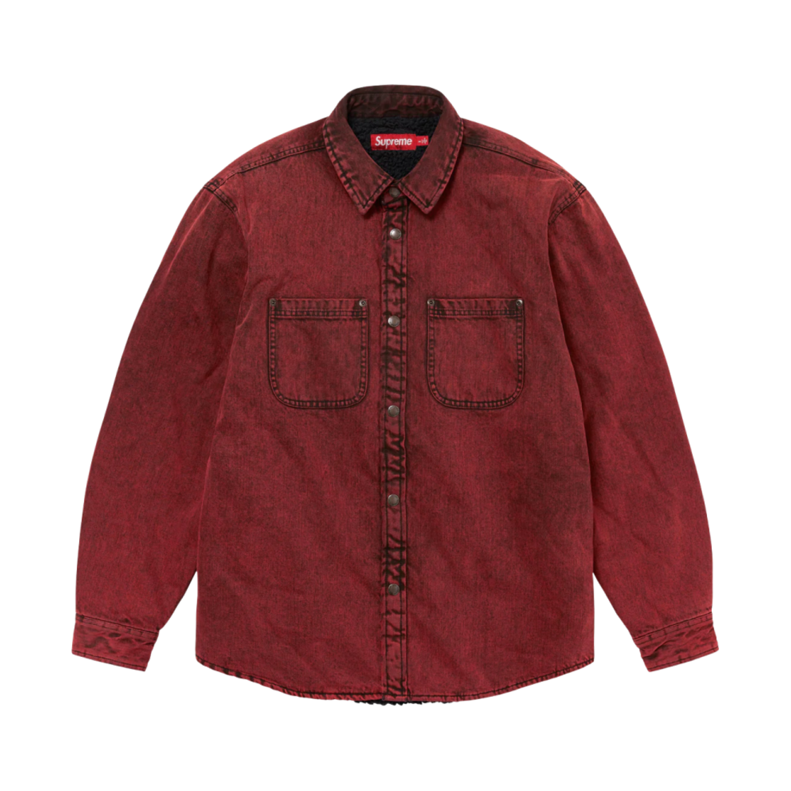 슈프림 포우 셔링 라인드 워크 셔츠 레드 데님 - 24FW