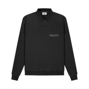 Essentials Long Sleeve French Terry Polo Black - 21SS