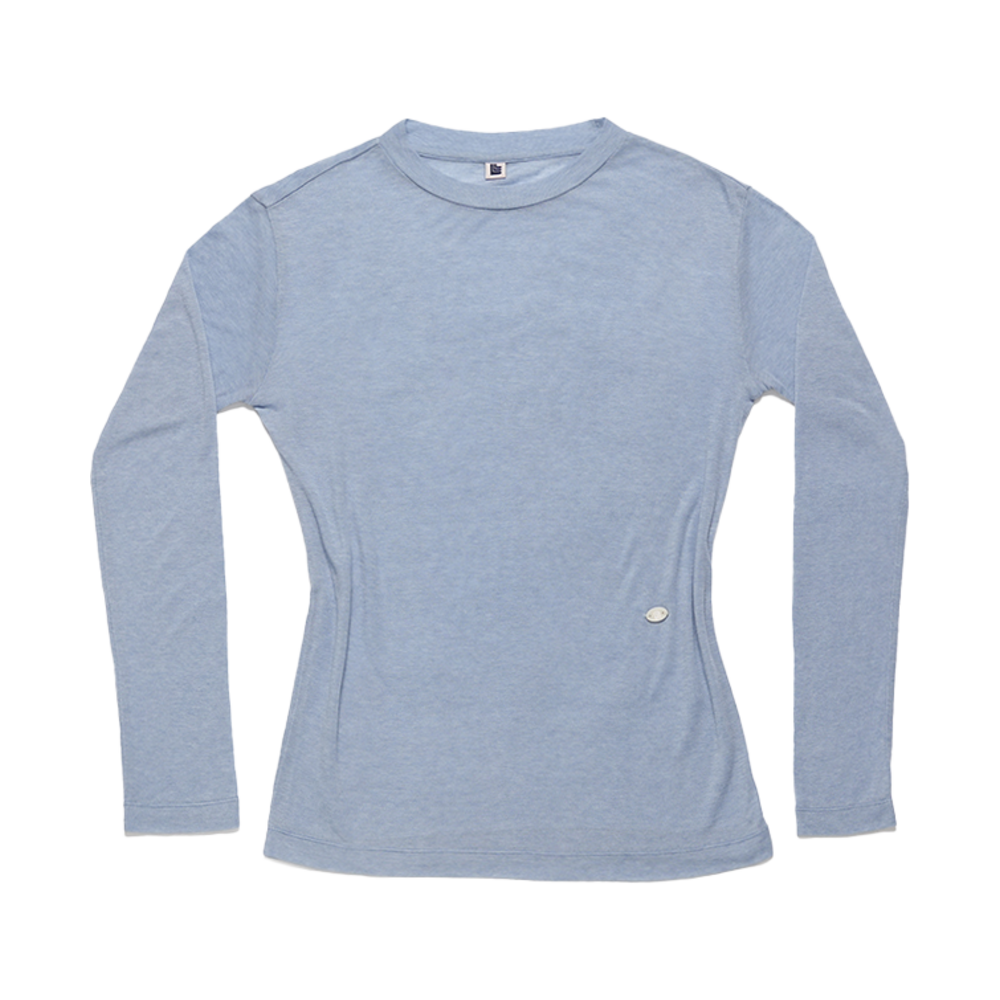 LLL90C-LTS-SBL008F LLL Design Studio Wool Ribbed-Jersey Long-Sleeved Tee Sky Blue