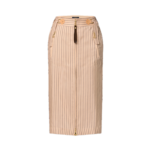 (W) Louis Vuitton Neverfull Stripes Utility Skirt Beige