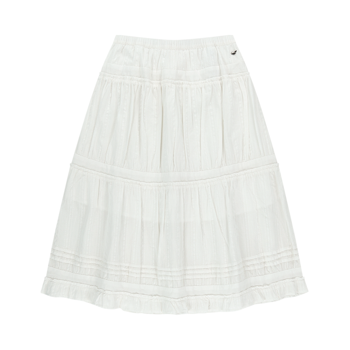 SU2501SR01 COYSEIO Shirring Midi Skirt White