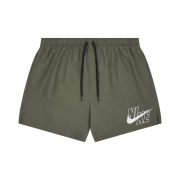 Nike Logo Solid 5 Inch Swim Shorts Khaki White