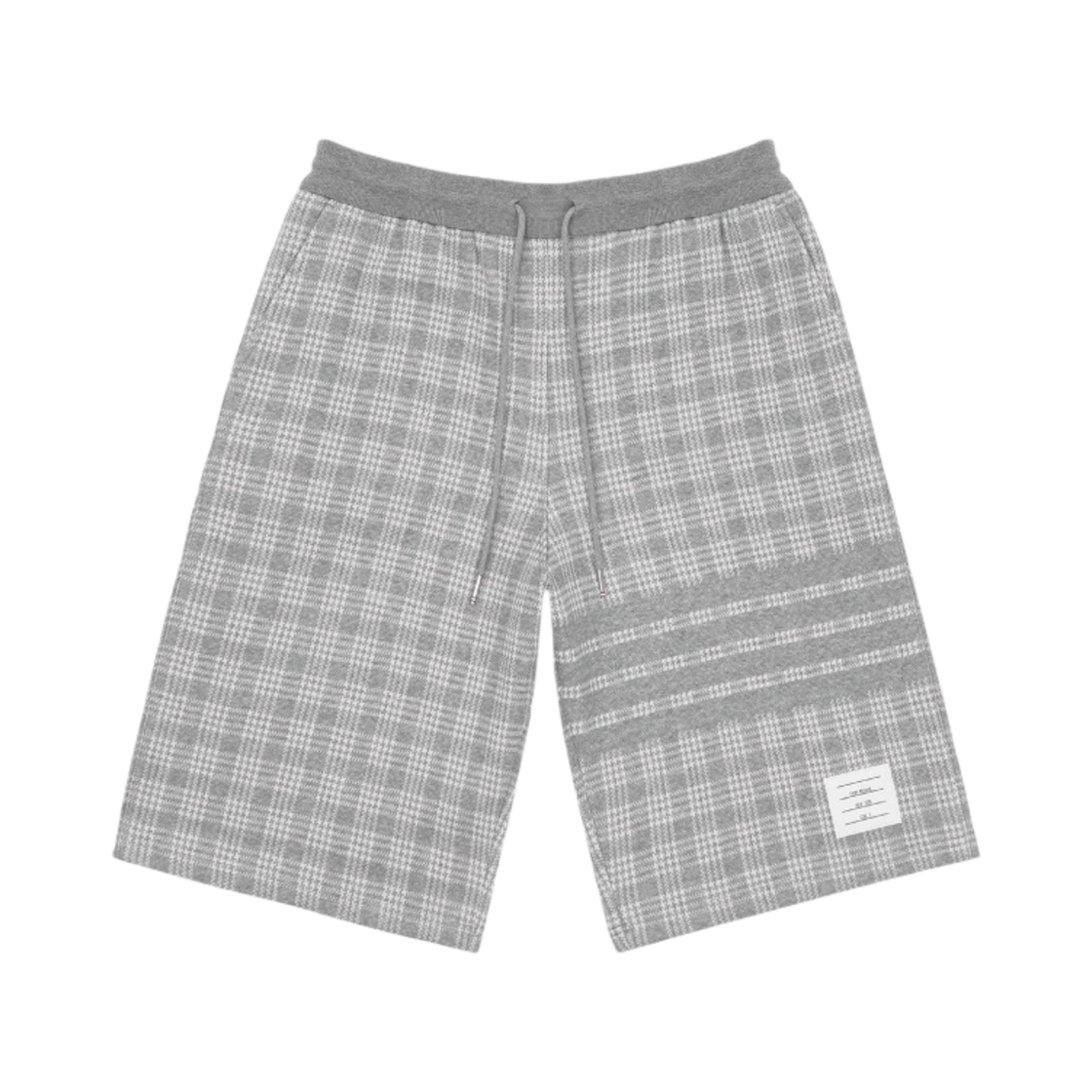 MJQ052A-07993-055 Thom Browne Micro Check Jacquard 4-Bar Sweatshorts Light Grey - 대표 이미지 #1