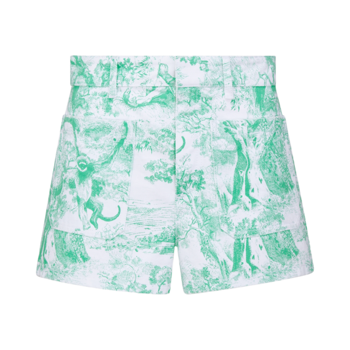 442P30A3395-X0864 (W) Dior Cotton Denim with Toile De Jouy Sauvage Motif Dioriviera Shorts White Aquamarina
