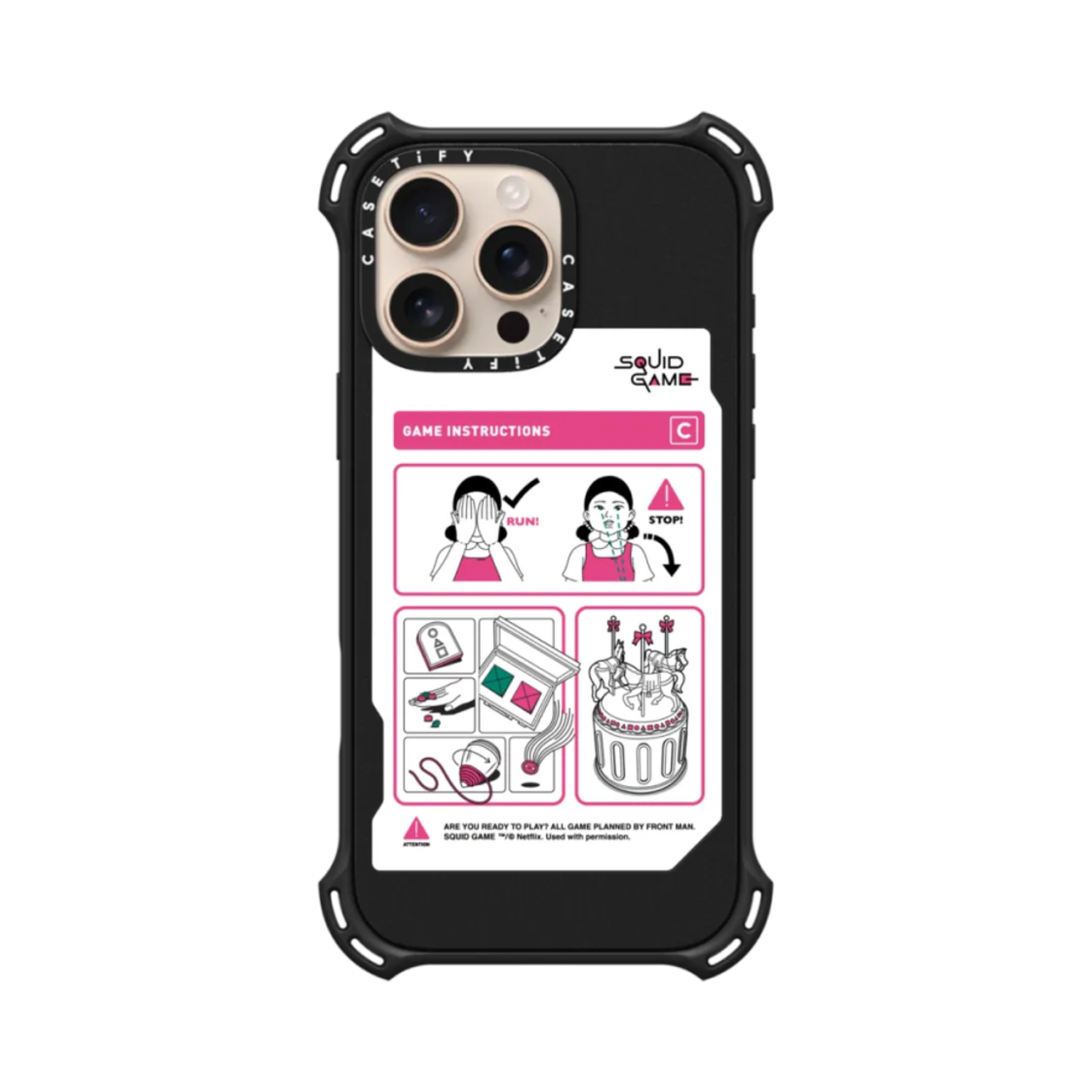 케이스티파이 x 오징어 게임 아이폰 게임 인스트럭션 바운스 케이스 매트 블랙(Casetify x Squid Game iPhone Game Instruction Bounce Case Matte Black) - 4