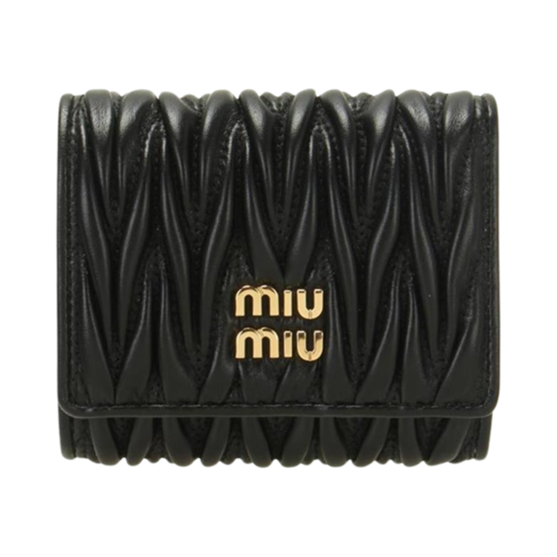 5MH033-AFPP-F0002 Miu Miu Small Matelasse Nappa Leather Wallet Black