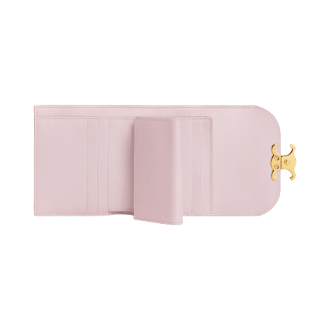 셀린느 샤이니 카프스킨 트리옹프 스몰 플랩 월렛 파스텔 핑크(Celine Triomphe Small Flap Wallet in Shiny Calfskin Pastel Pink) - 2