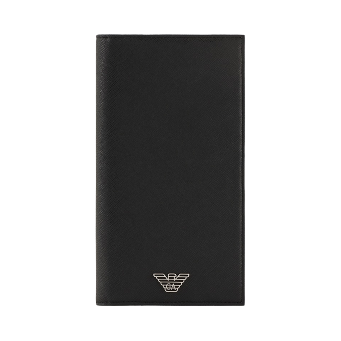 Y4R605Y138E81072 Emporio Armani ASV Regenerated Saffiano Leather Large Currency Holder with Eagle Plate Black