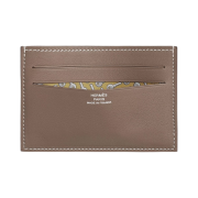 Hermes Citizen Twill Card Holder Swift & Silk Clochette Etoupe Sun