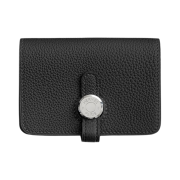 Hermes Dogon Card Holder Togo & Palladium Noir