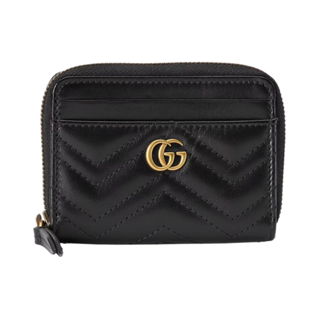 671772-DTDHT-1000 Gucci GG Marmont Matelasse Zip Card Case Black