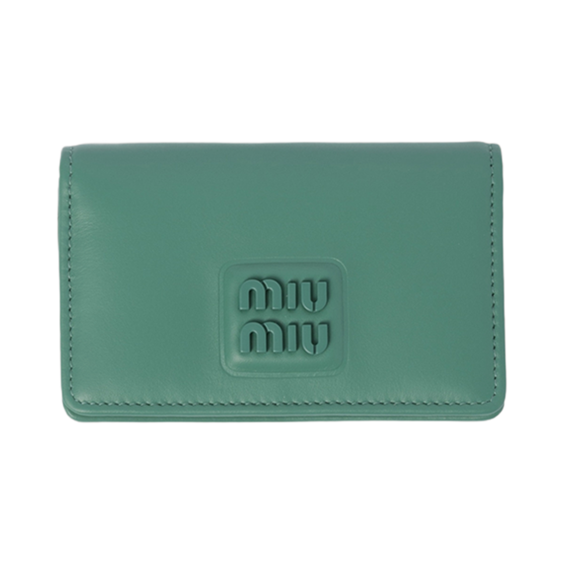미우 미우 레더 카드 반지갑 세이지 그린(Miu Miu Leather Card Holder Sage Green) - 1