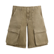 Zara Cargo Denim Bermuda Shorts Tobacco