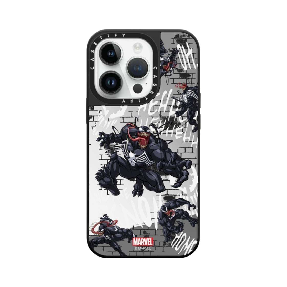 케이스티파이 x 마블 아이폰 베놈 패턴 맥세이프 미러 케이스 실버 미러 블랙 범퍼(Casetify x Marvel iPhone Venom Pattern Magsafe Mirror Case Silver Mirror Black Bumper) - 1