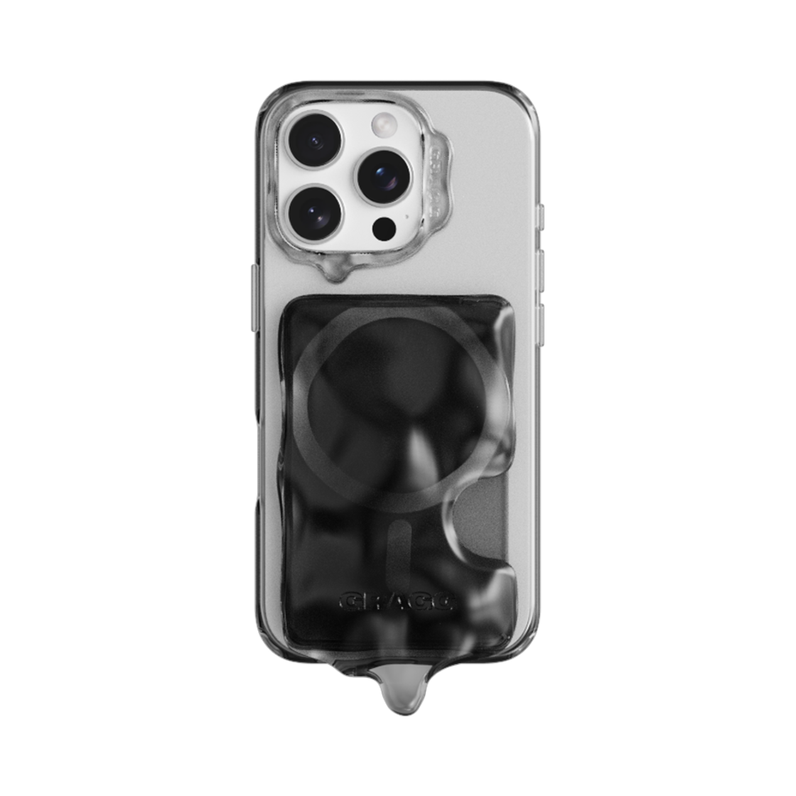 그래그 맥세이프 더블 레이어스 케이스 & 카드 포켓 - 클리어 블랙