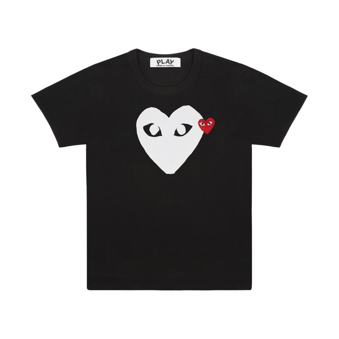 플레이 꼼데가르송 화이트 하트 티셔츠 블랙(Play Comme des Garcons White Heart T-Shirt Black) - 1