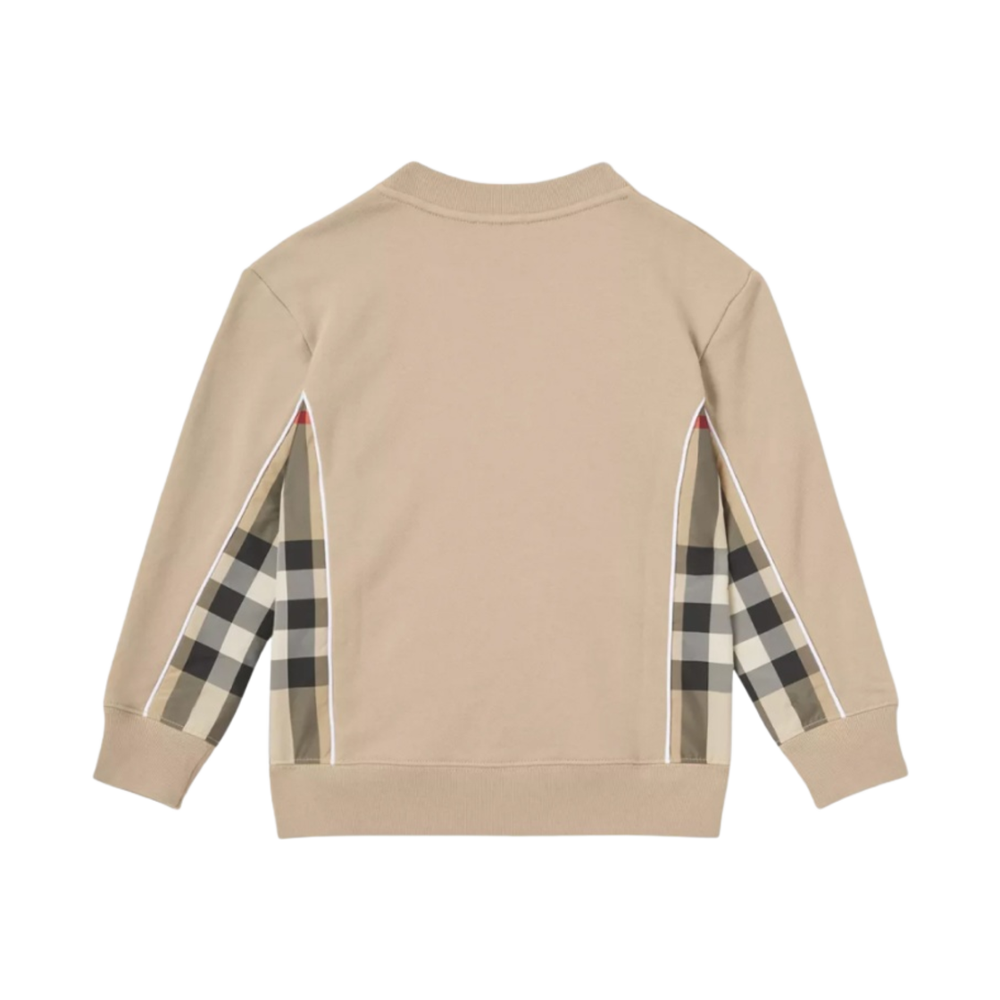 (키즈) 버버리 체크 패널 코튼 스웨트셔츠 아카이브 베이지((Kids) Burberry Check Panel Cotton Sweatshirt Archive Beige) - 2