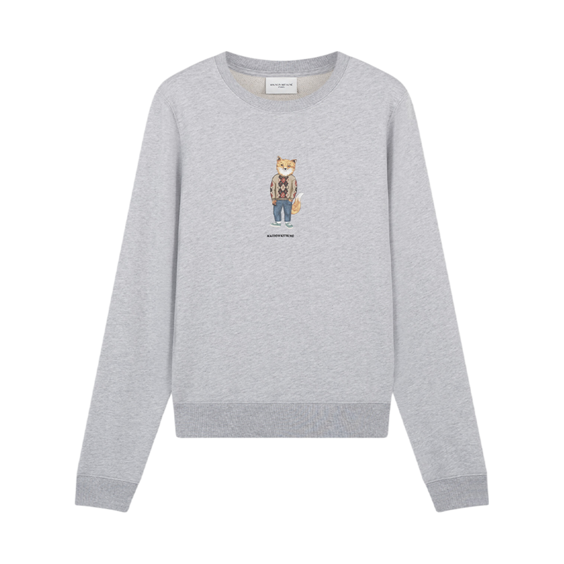 LW00309KM0001-H120 (W) Maison Kitsune Dressed Fox Regular Sweatshirt Light Grey Melange