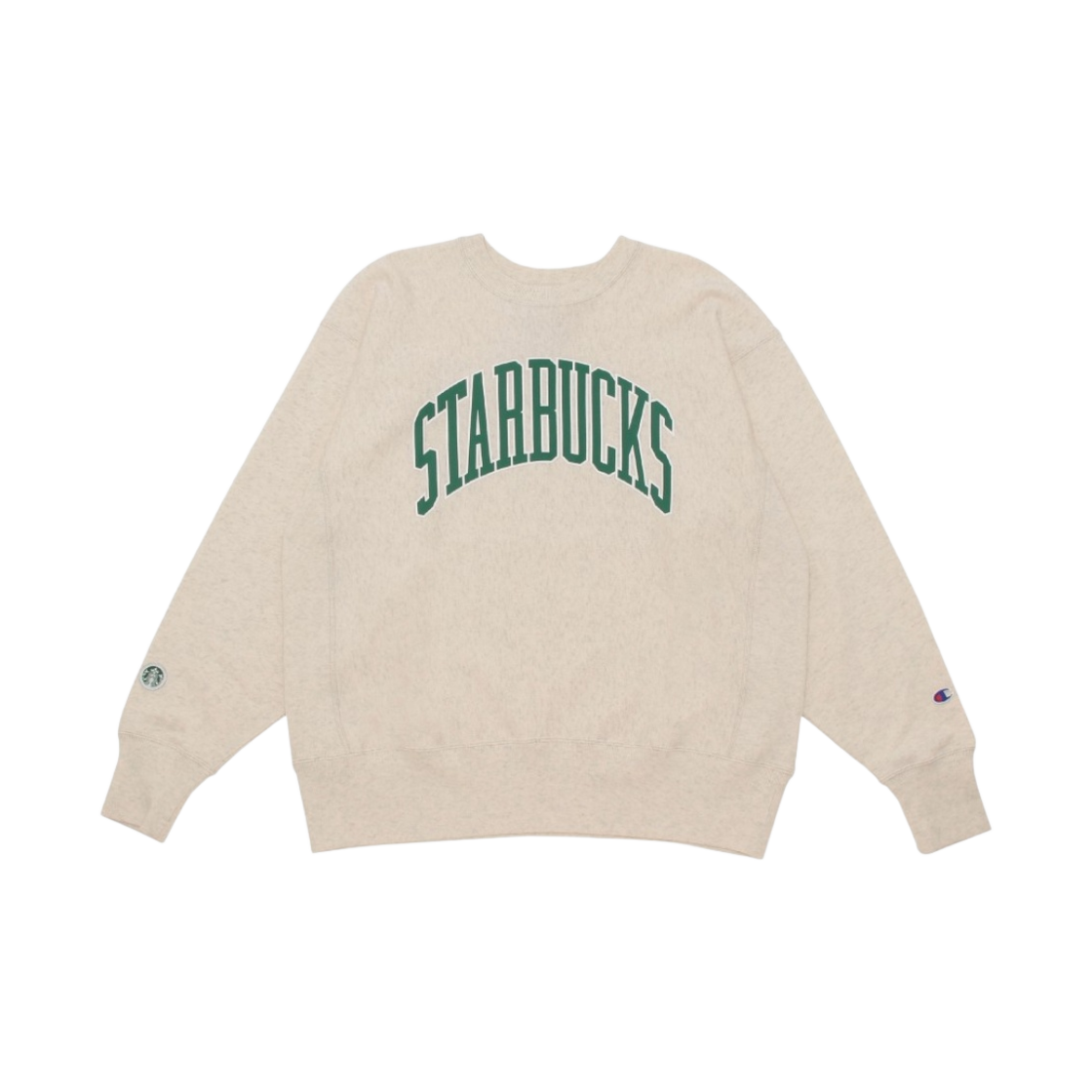 - Starbucks x Beams x Champion Reverse Weave Crew Neck Sweatshirt Oatmeal