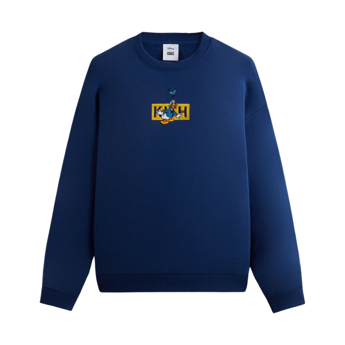 KHM031781-424 Kith x Disney for Mickey & Friends Cyber Monday Donald Duck Classic Logo Williams Crewneck Cyanotype