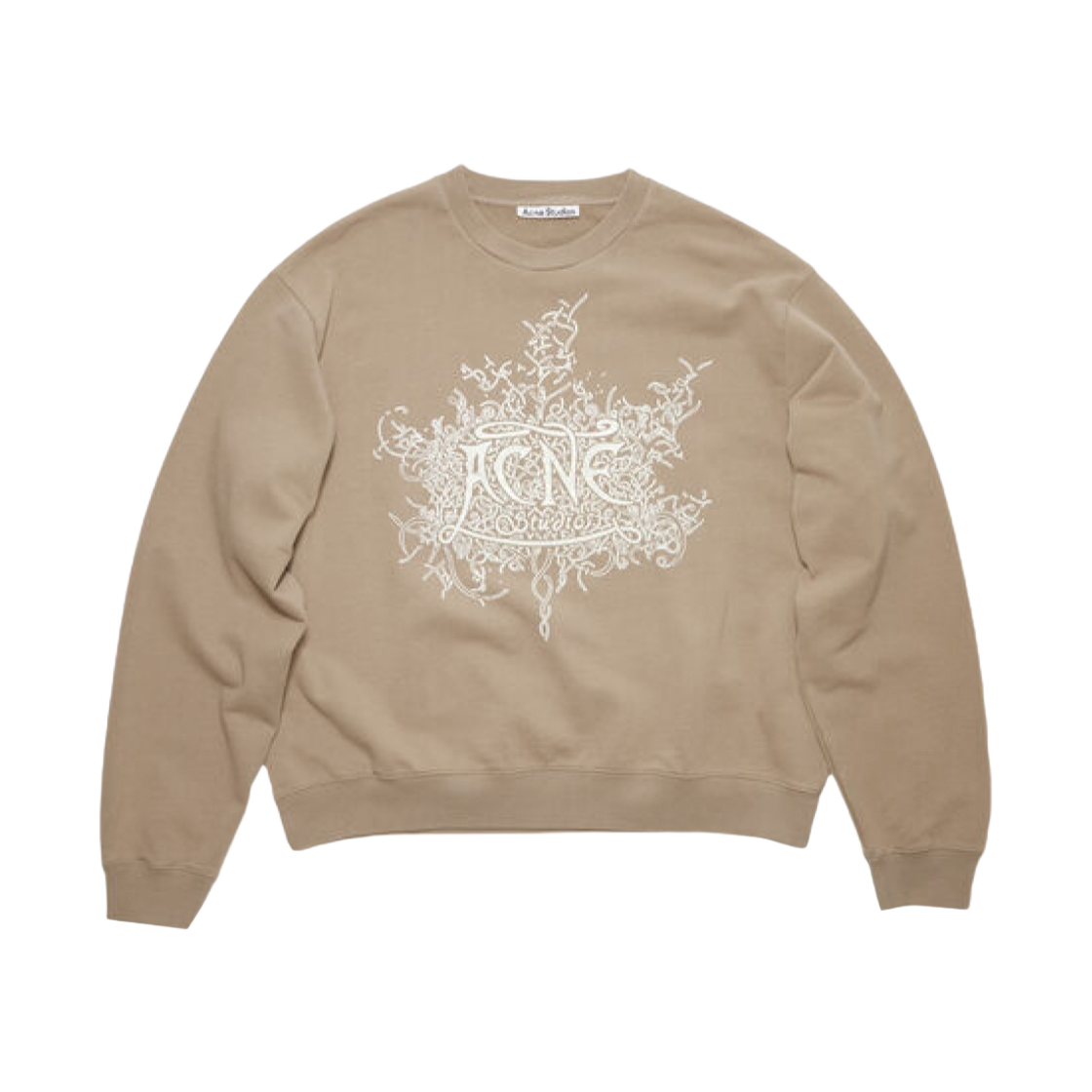 BI0185-CQL Acne Studios Glow in The Dark Logo Sweater Dark Beige