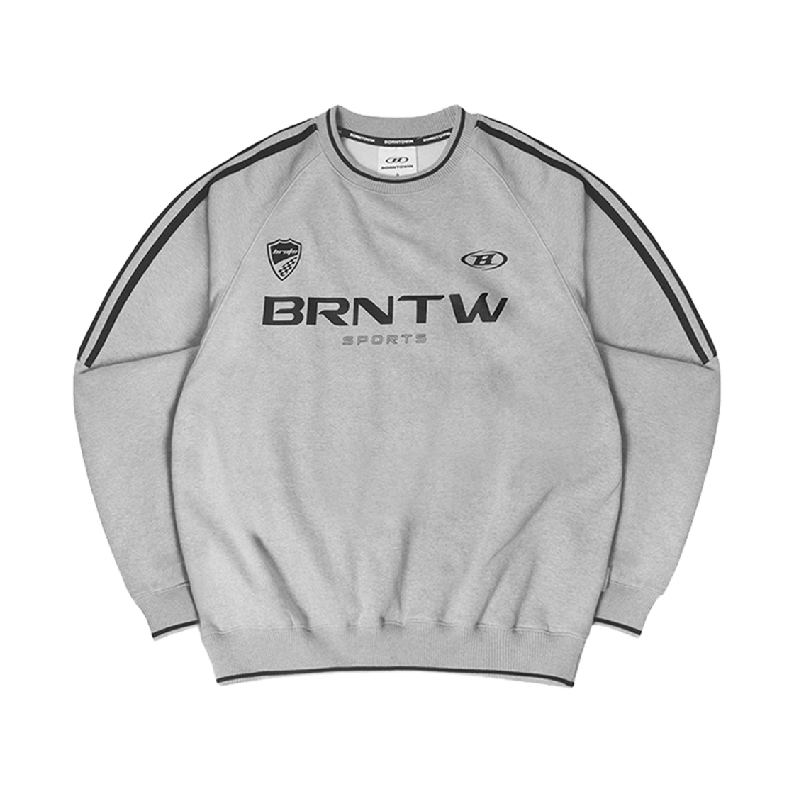 본투윈 플리스 BRNTW 트랙 라인 스웻셔츠 멜란지 그레이