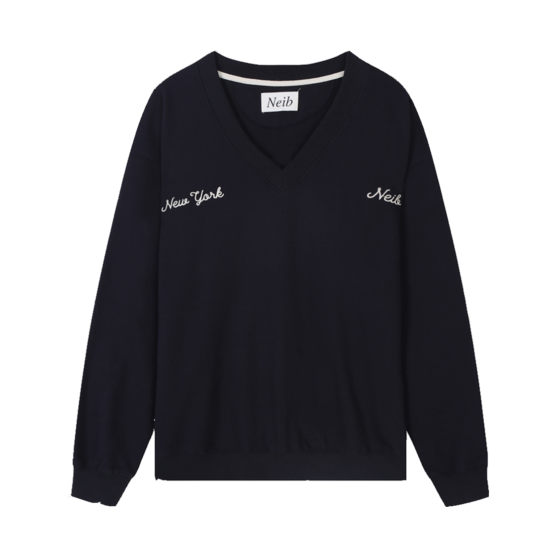 네이비 뉴욕 브이넥 코듀로이 스웻셔츠 네이비(Neib Newyork V-Neck Corduroy Sweatshirt Navy)