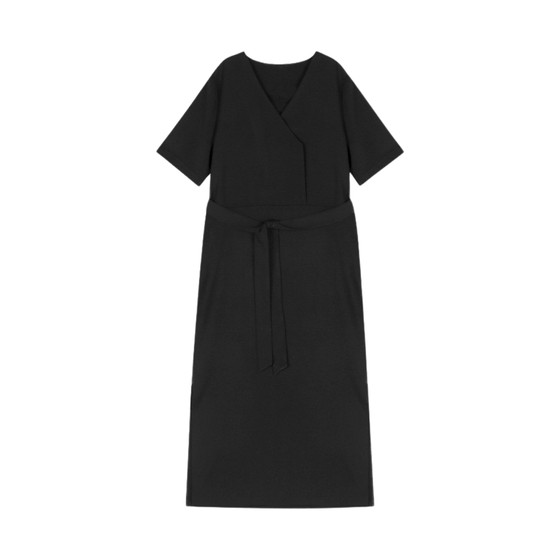 23SSBELTSHF01 Haveless Women Belted Wrap Dress Black