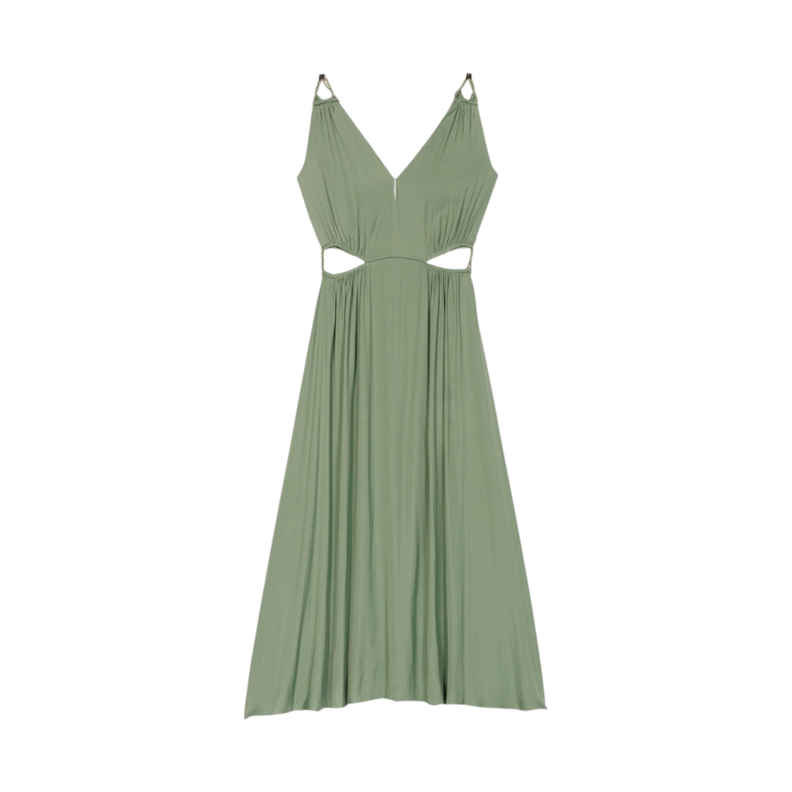 (W) 마쥬 롱 사티니 드레스 그린((W) Maje Long Satiny Dress Green)