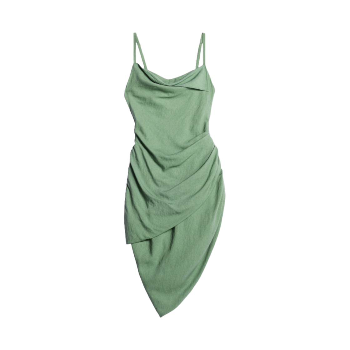 (W) 자크뮈스 르 사우다드 로브 어시메트릭 드레이프 미니 드레스 카키((W) Jacquemus La Robe Saudade Asymmetric Draped Mini Dress Khaki) - 1