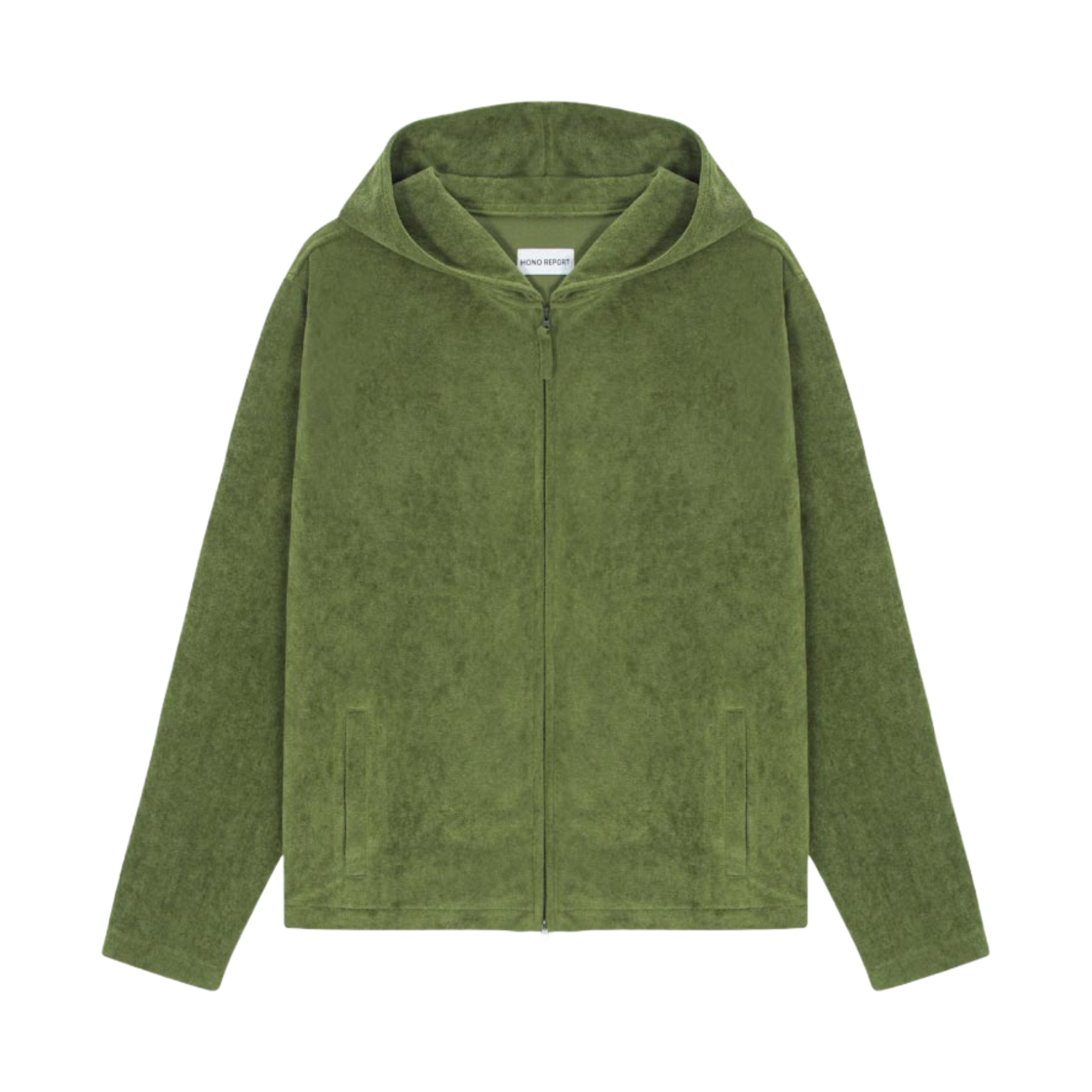 HR25ss08 Hono Report Hooded Zip-Up Olive Green