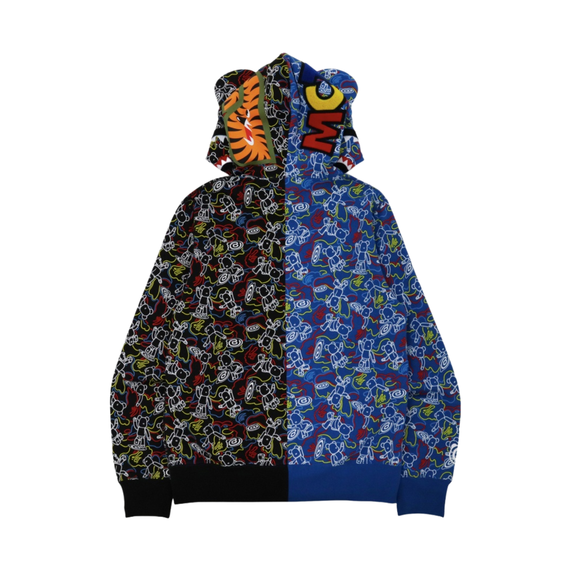 베이프 x 메디콤 토이 카모 베어 샤크 하프 후드 집업 멀티(BAPE x Medicom Toy Camo Bear Shark Half Full Zip Hoodie Multi) - 2