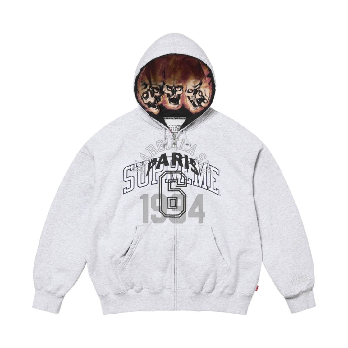 슈프림 x MM6 메종 마르지엘라 집업 후드 스웨트셔츠 애쉬 그레이 - 24SS(Supreme x MM6 Maison Margiela Zip Up Hooded Sweatshirt Ash Grey - 24SS)