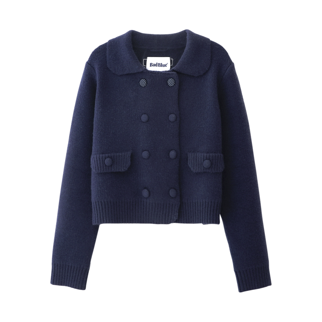 배드블루 도트 버튼 니트 더블 자켓 네이비(BadBlue Dot Buttons Knit Double Jacket Navy)