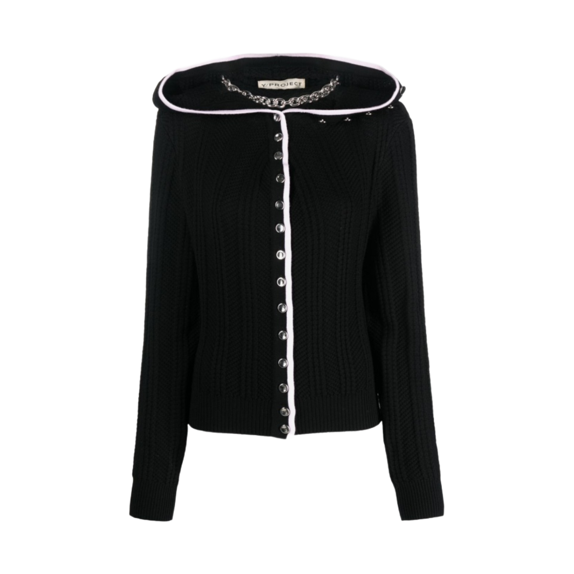 (W) 와이프로젝트 블랙 클래식 러플 가디건 블랙((W) Y/Project Classic Ruffle Cardigan Black)