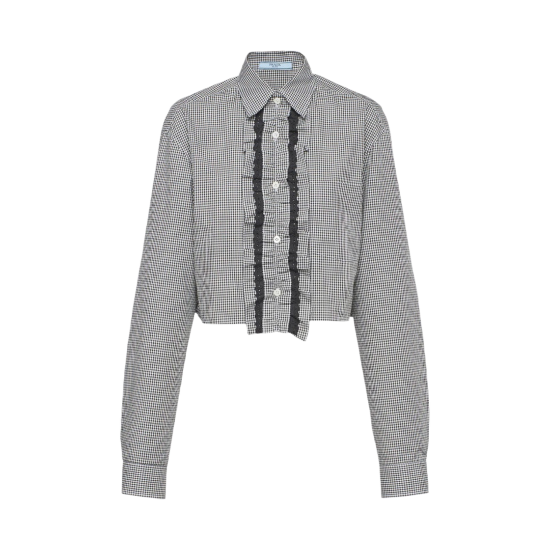 (W) 프라다 깅엄 체크 셔츠 블랙((W) Prada Gingham Check Shirt Black) - 1