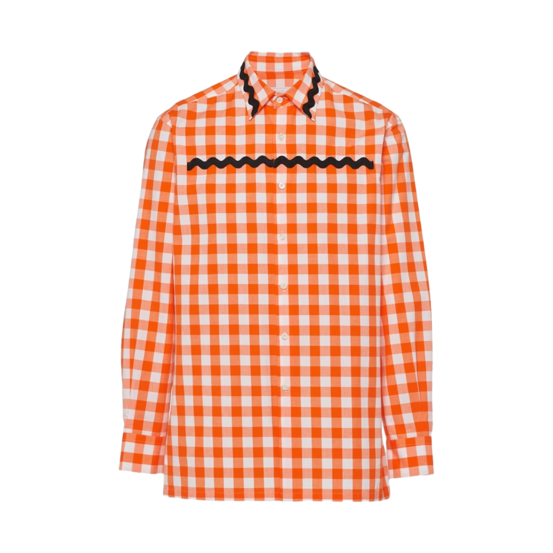 프라다 코튼 셔츠 화이트 오렌지 블랙(Prada Cotton Shirt White Orange Black) - 1
