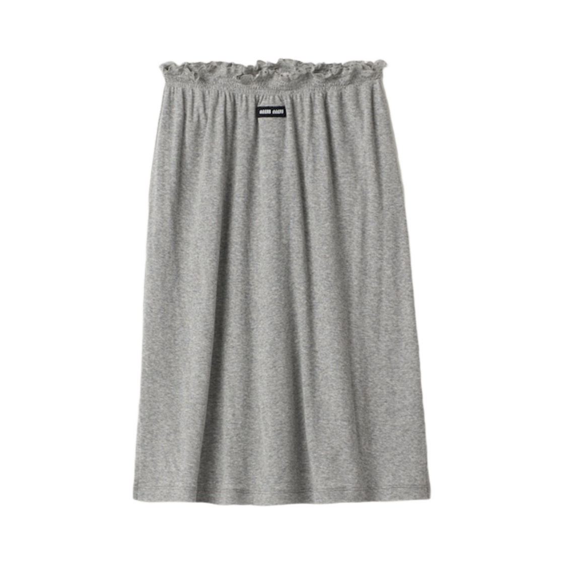 (W) 미우 미우 립드 저지 스커트 그레이((W) Miu Miu Ribbed Jersey Skirt Grey) - 1