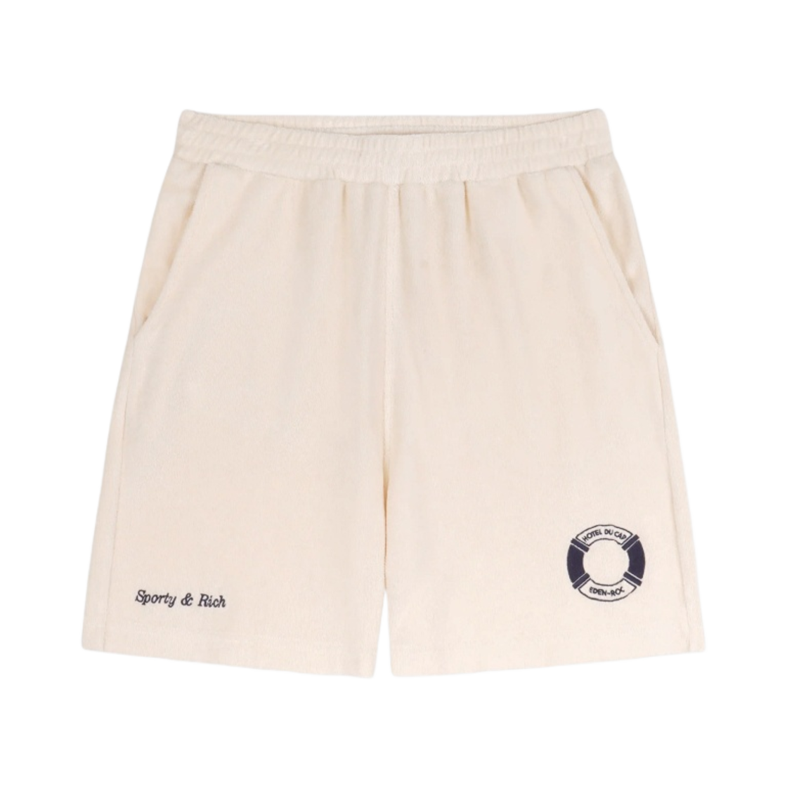 스포티 앤 리치 x 호텔 뒤 캡 에덴 록 부이 테리 짐 쇼츠 크림 네이비(Sporty & Rich x Hotel Du Cap-Eden-Roc Buoy Terry Gym Short Cream Navy) - 1