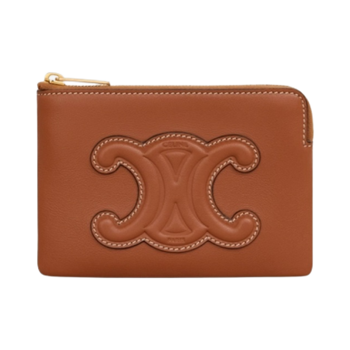 10C663DR8-04LU Celine Coin & Card Pouch Triomphe In Smooth Calfskin Tan