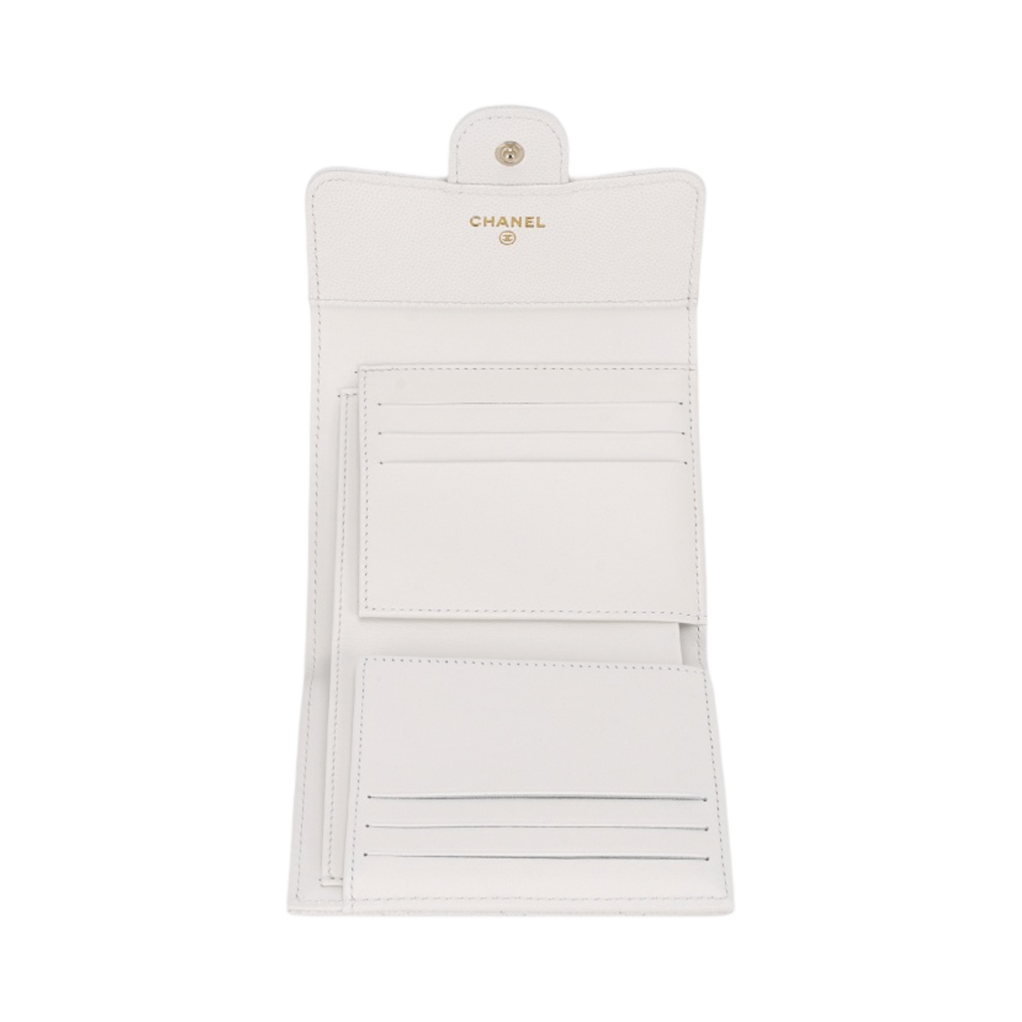 샤넬 클래식 스몰 플랩 지갑 그레인드 샤이니 카프스킨 & 골드 메탈 화이트(Chanel Classic Small Flap Wallet Grained Shiny Calfskin & Gold White) - 3