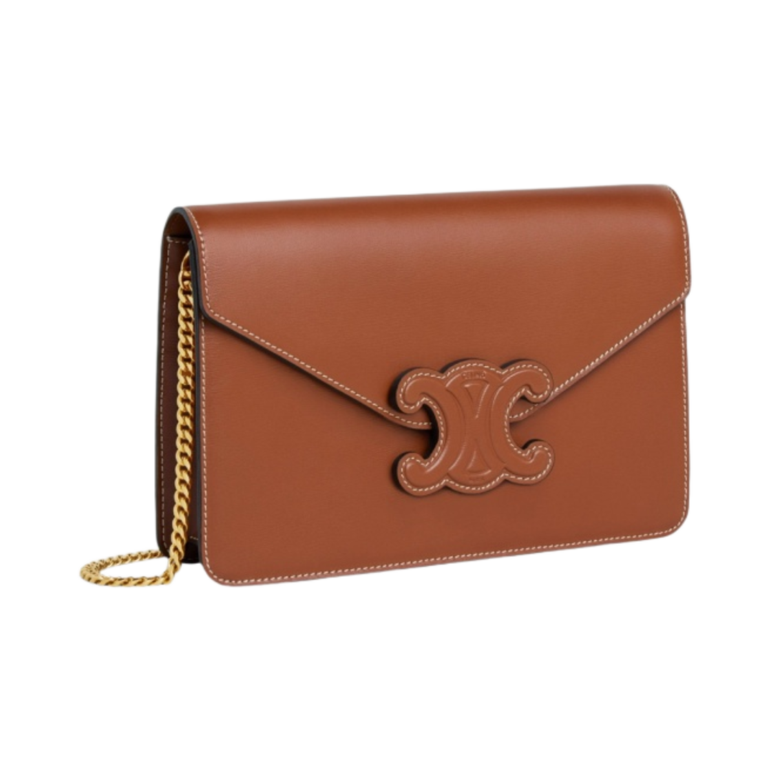 셀린느 샤이니 카프스킨 트리옹프 체인 월렛 탄(Celine Wallet on Chain Triomphe in Shiny Calfskin Tan) - 2