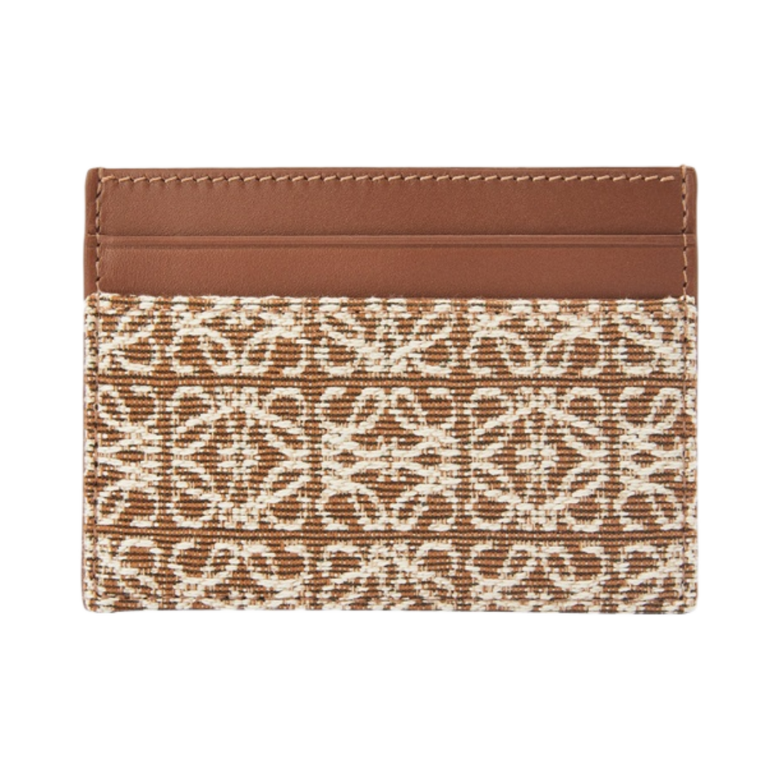 로에베 플레인 카드 홀더 자카드 앤 카프스킨 탄 피칸(Loewe Plain Card Holder in Jacquard and Calfskin Tan Pecan) - 1