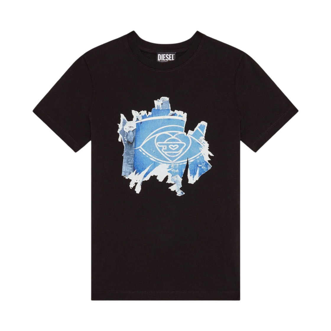 (W) 디젤 T-레고프 필오프 로고 그래픽 티셔츠 블랙((W) Diesel T-Regoff T-Shirt with Peel-Off Logo Graphic Black) - 1